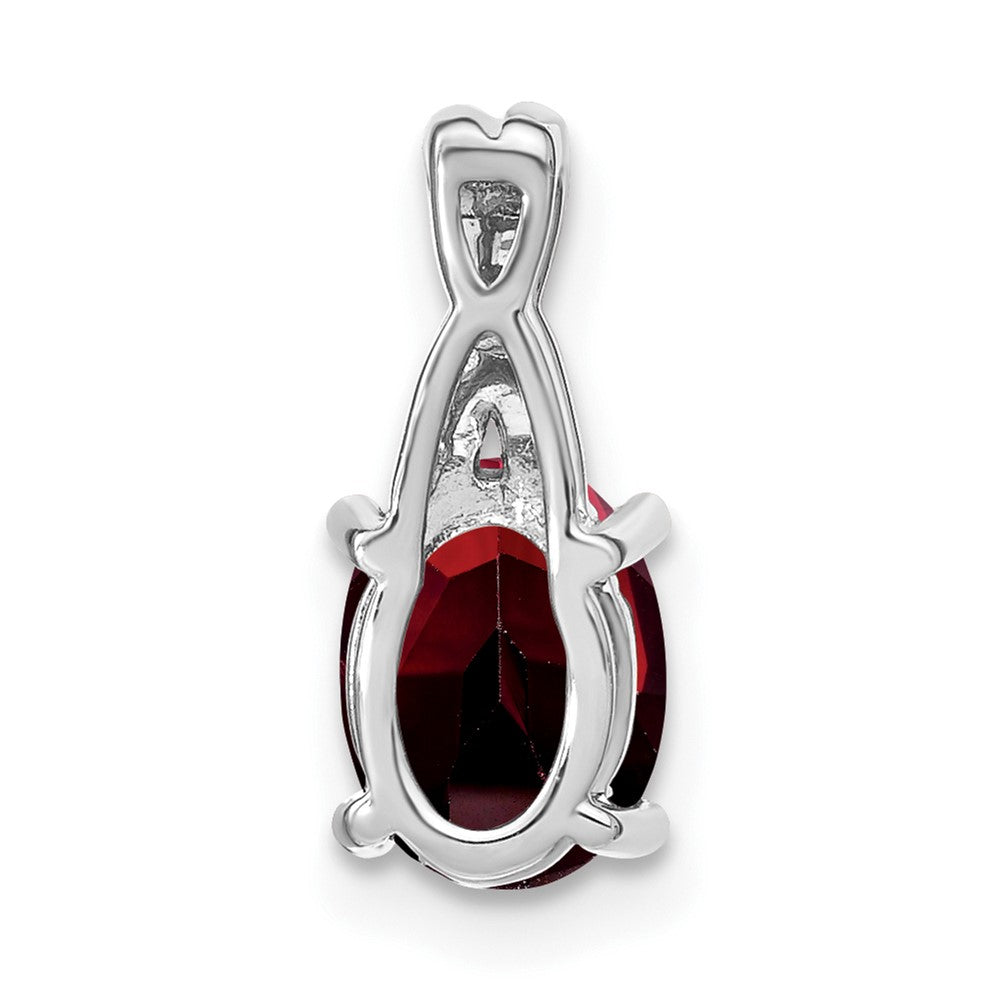 14k White Gold Oval Garnet and Diamond Pendant (0.75 grams)
