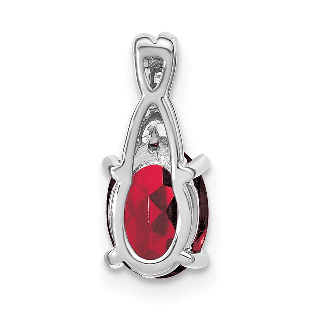 14k White Gold Oval Created Ruby and Diamond Pendant (0.75 grams)