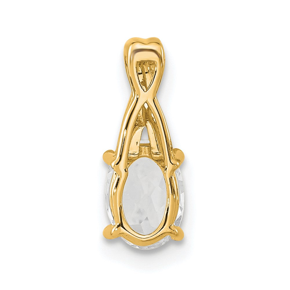14K Oval White Topaz and Diamond Pendant (0.75 grams)