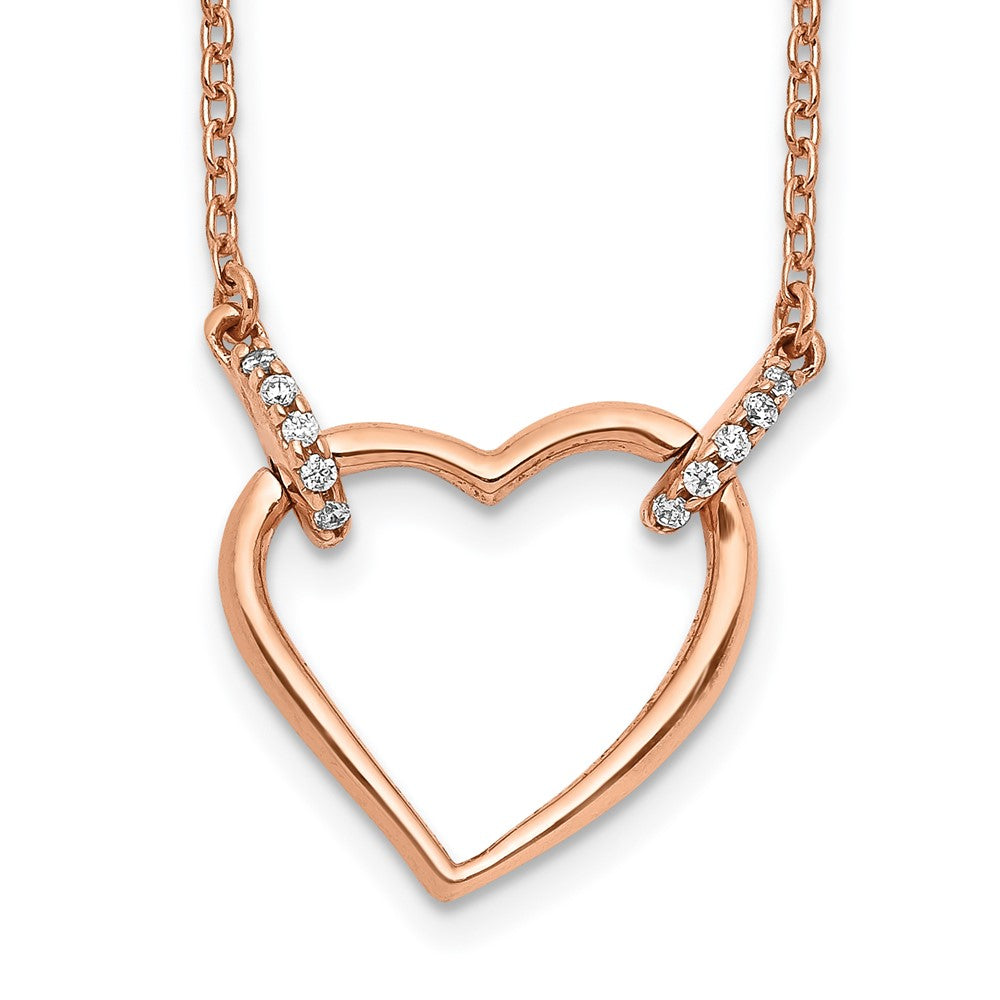 14k Rose Gold 1/20 carat Diamond Heart 18 inch Necklace (2.38 grams)