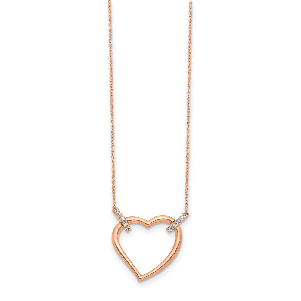 14k Rose Gold 1/4 carat Diamond Heart 18 inch Necklace (3.8 grams)