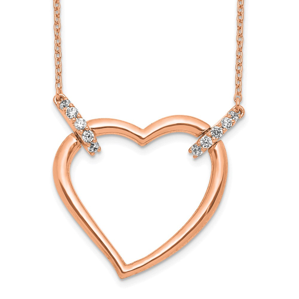 14k Rose Gold 1/4 carat Diamond Heart 18 inch Necklace (3.8 grams)