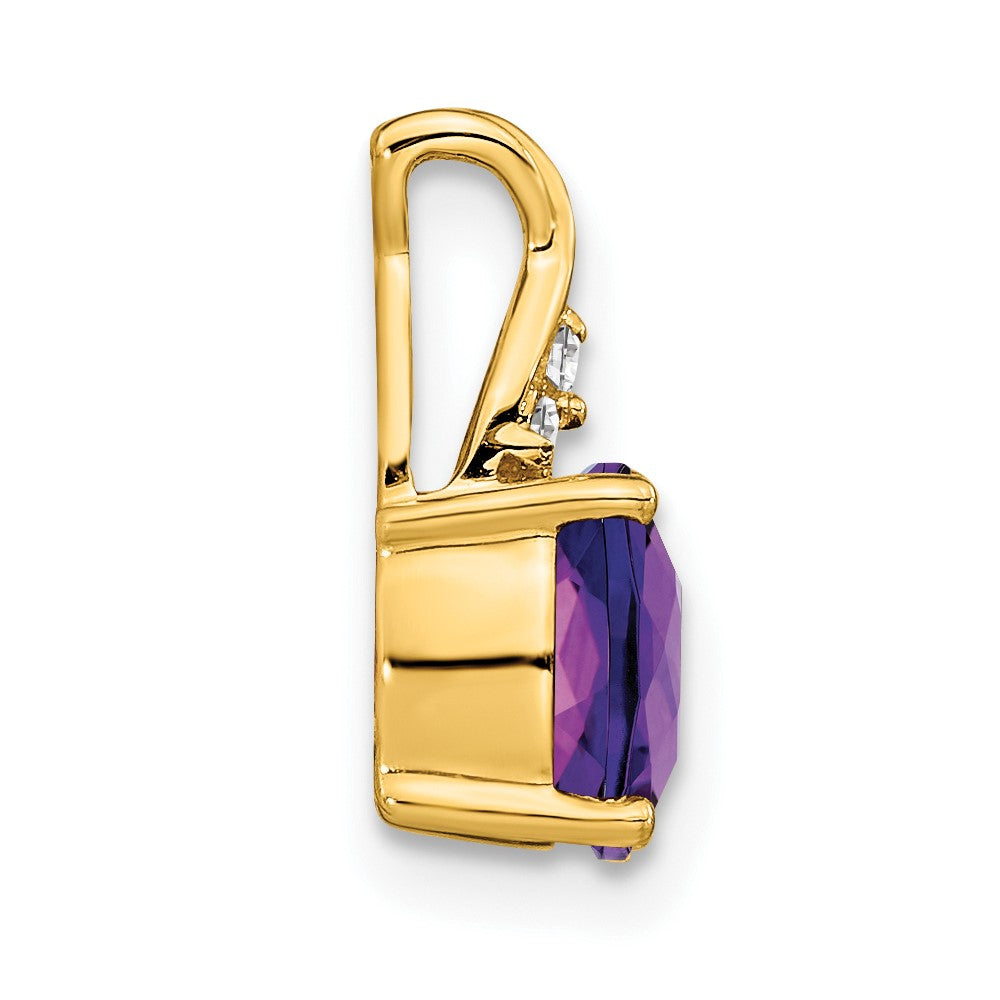 14k Checkerboard Amethyst and Diamond Pendant (0.9 grams)
