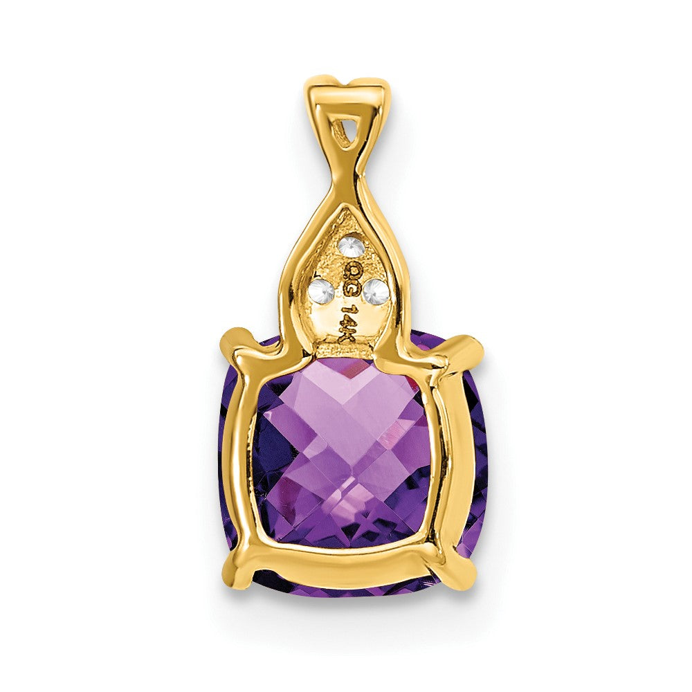 14k Checkerboard Amethyst and Diamond Pendant (0.9 grams)