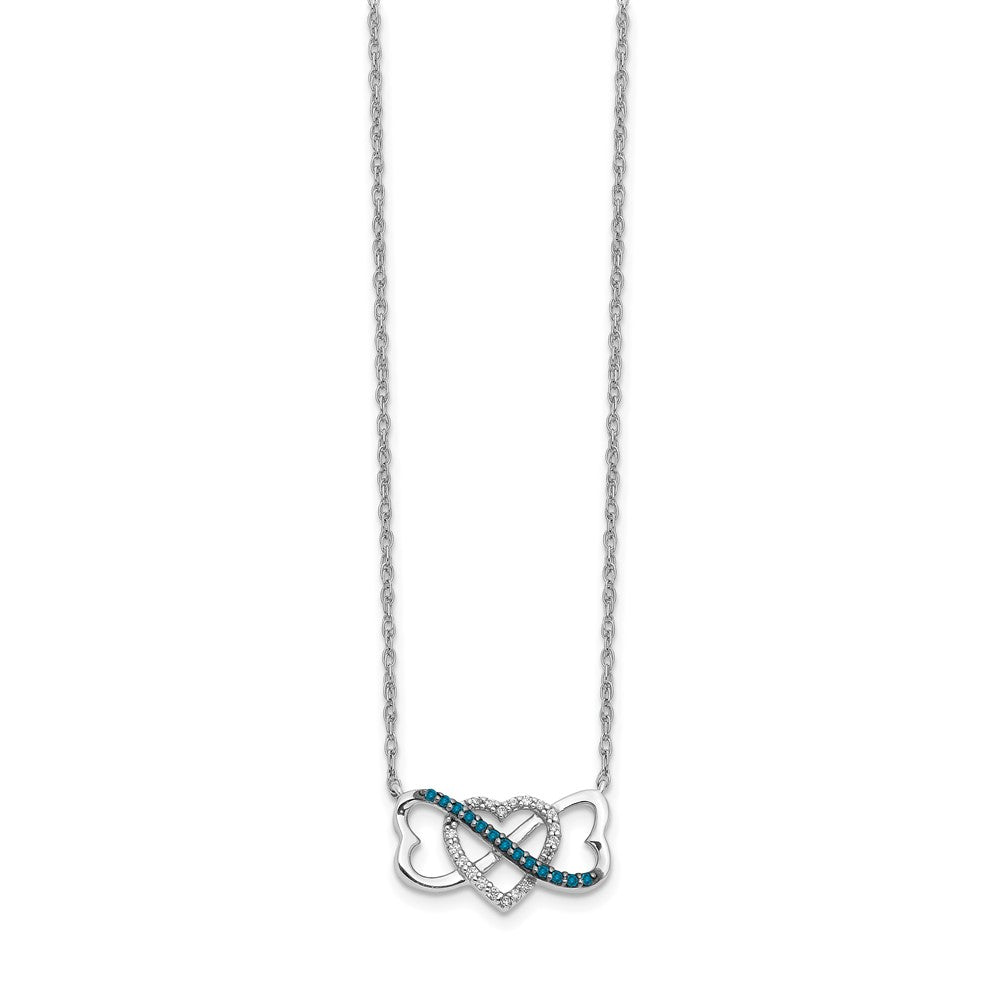 14k White Gold 1/10 carat Blue and White Diamond Heart Infinity 17 inch Necklace (2.1 grams)