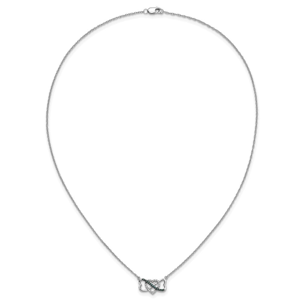 14k White Gold 1/10 carat Blue and White Diamond Heart Infinity 17 inch Necklace (2.1 grams)