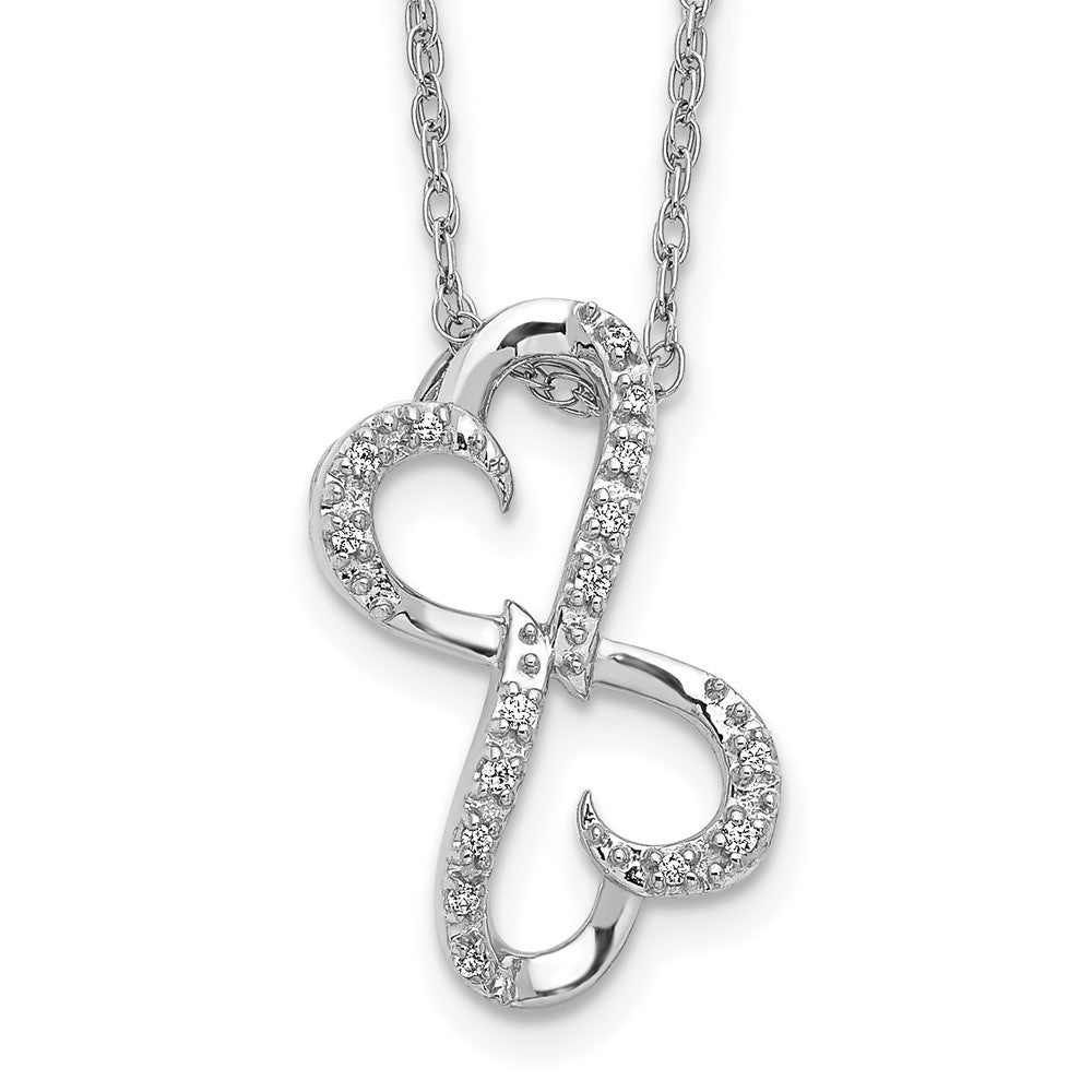 14k White Gold 1/20 carat Diamond Heart Infinity Pendant 18 inch Necklace (1.05 grams)
