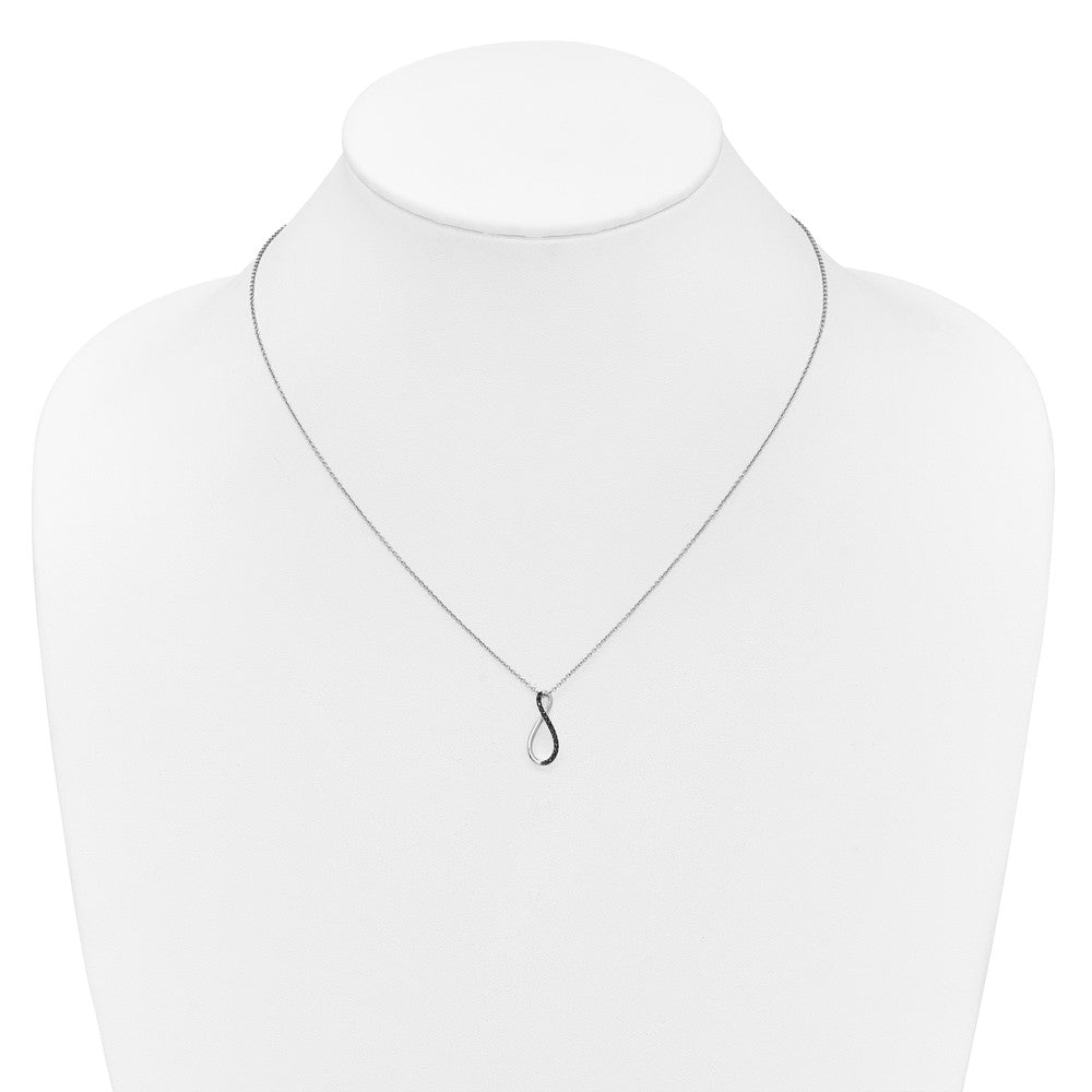 14k White Gold 1/15 carat Black Diamond Infinity Pendant 18 inch Necklace (0.57 grams)