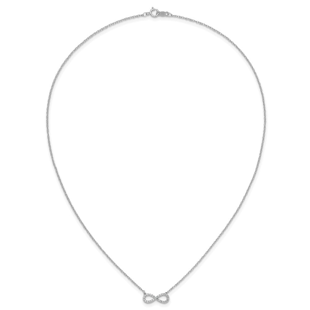 14K White Gold Polished 1/6 carat Diamond Infinity Symbol 18 inch Necklace (1.46 grams)