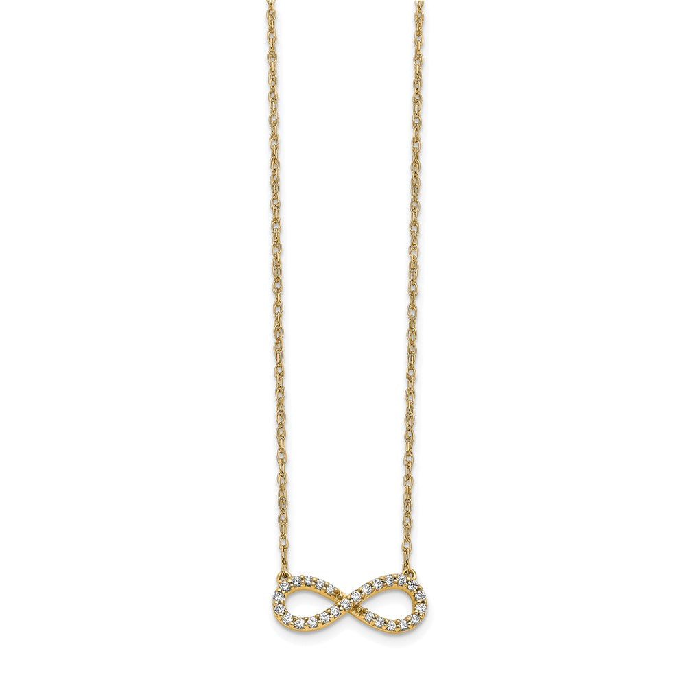 14K Polished 1/6 carat Diamond Infinity Symbol 18 inch Necklace (1.46 grams)