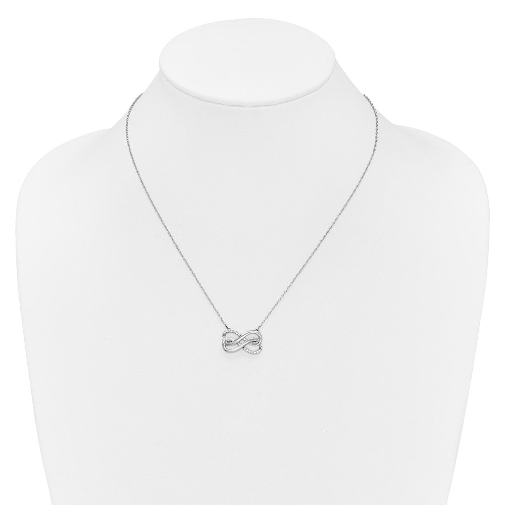 14k White Gold 1/10 carat Diamond Double Infinity Symbol 18 inch Necklace (3.78 grams)