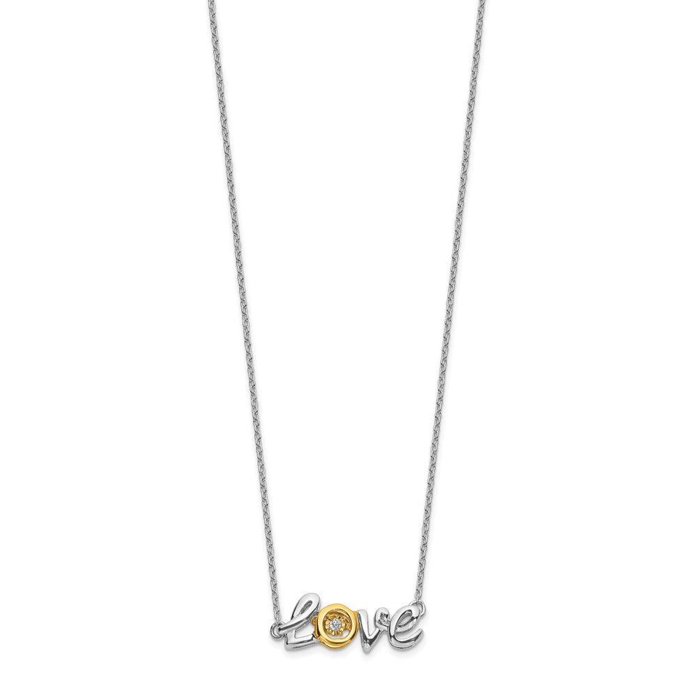 14k Two-tone LOVE Moving .03 carat Diamond 18 inch Necklace (2.95 grams)