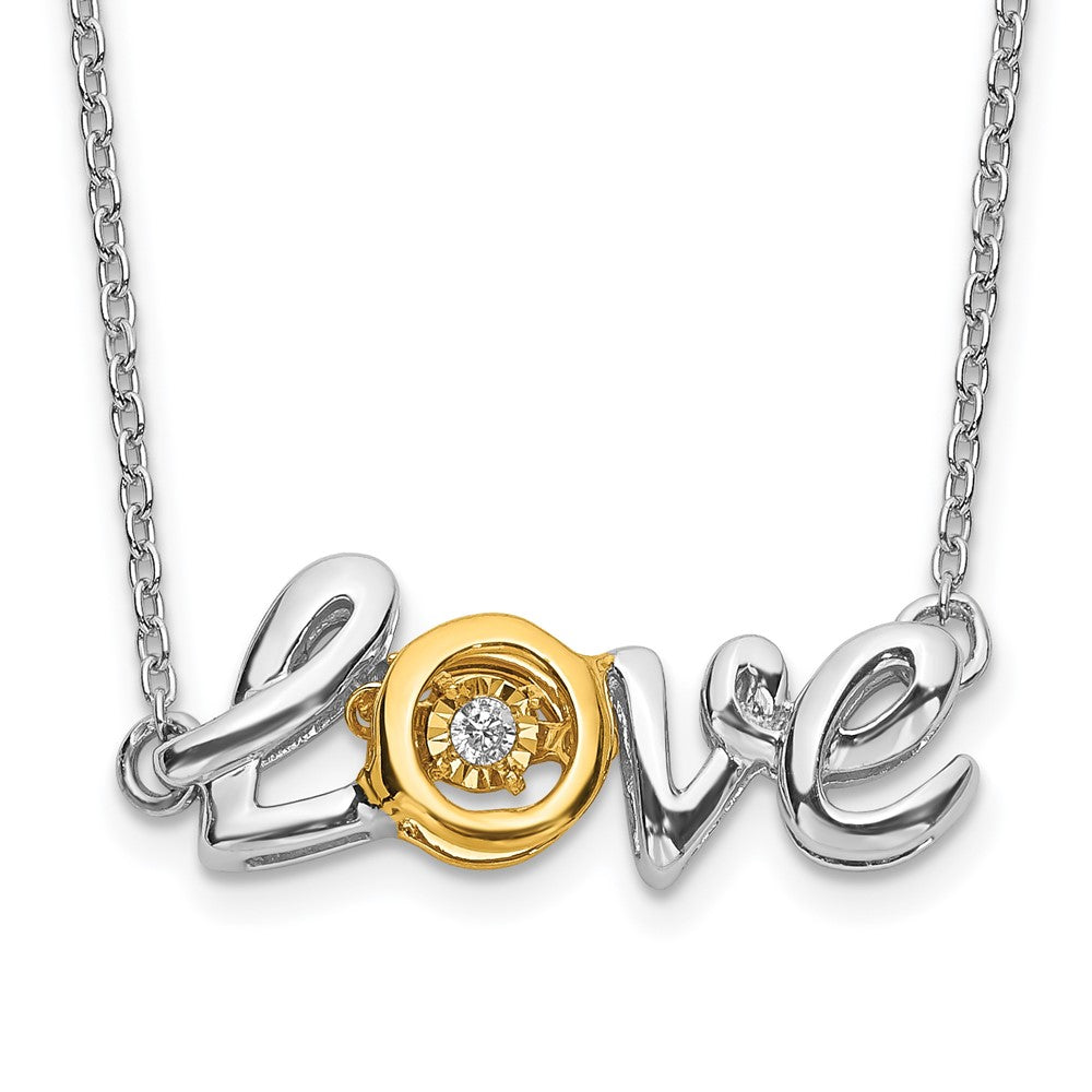 14k Two-tone LOVE Moving .03 carat Diamond 18 inch Necklace (2.95 grams)