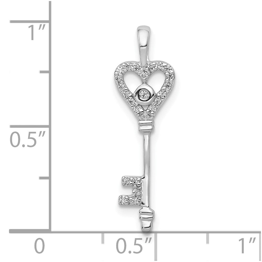 10K White Gold 1/10ct. Diamond Heart Key Pendant (0.55 grams)