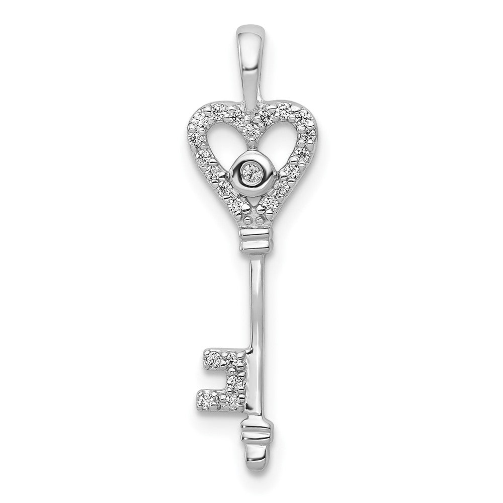10K White Gold 1/10ct. Diamond Heart Key Pendant (0.55 grams)
