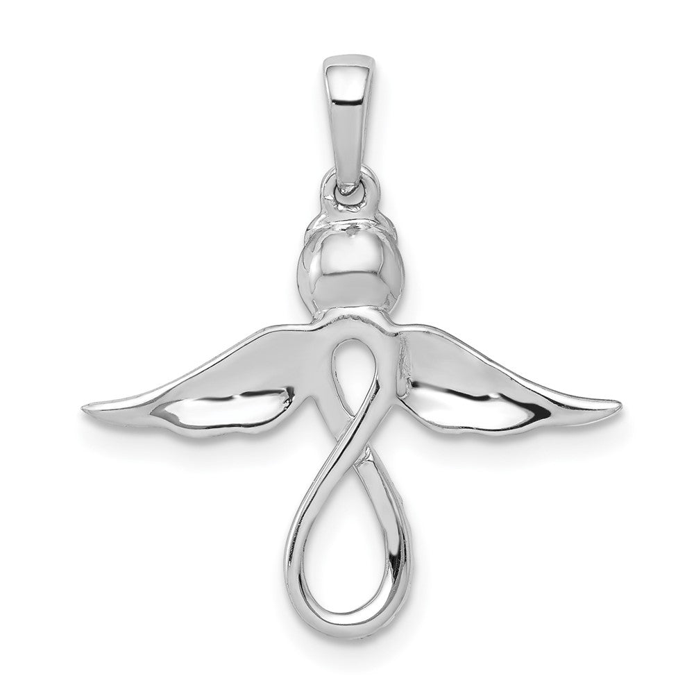 14k White Gold Diamond Infinity Angel Pendant (1.43 grams)