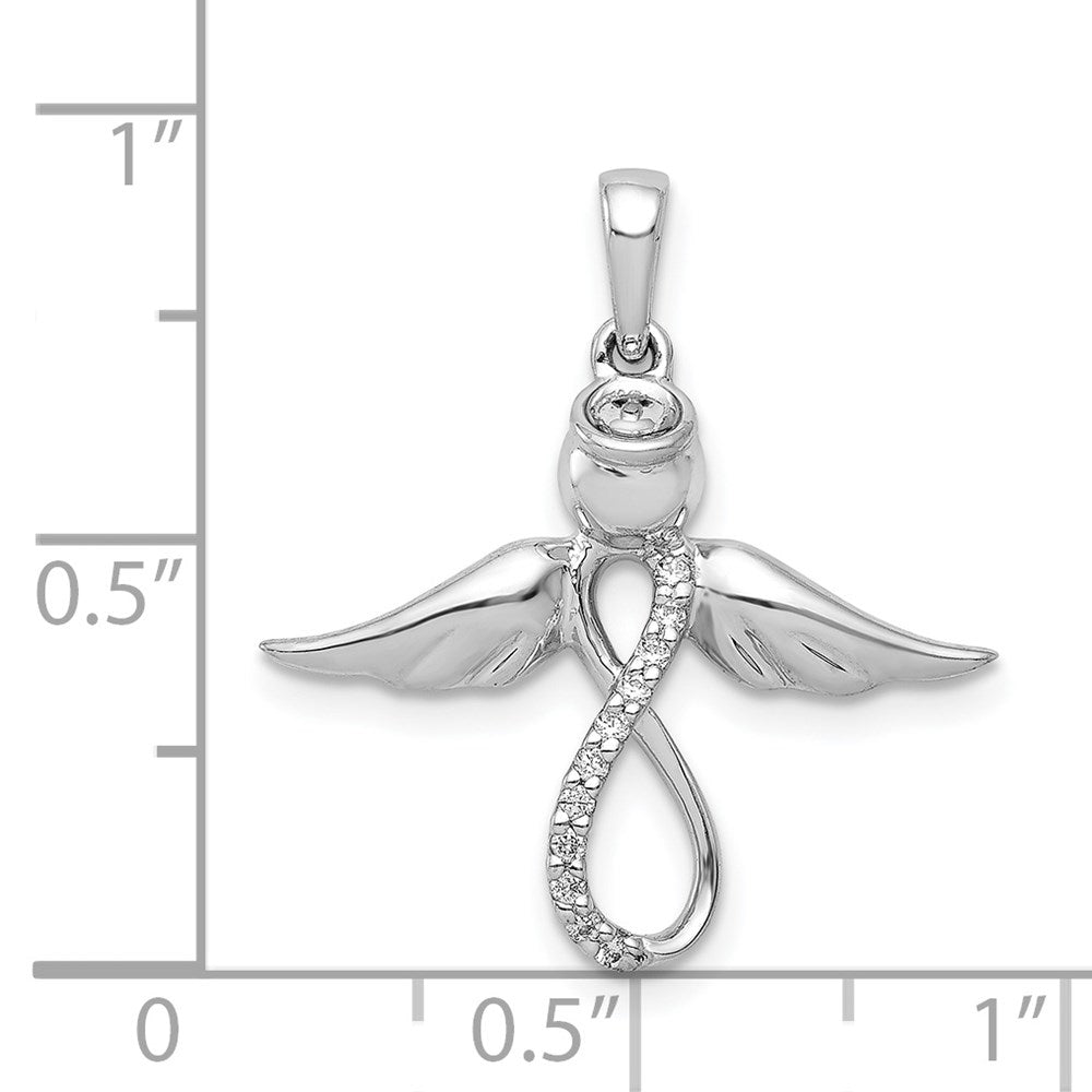 14k White Gold Diamond Infinity Angel Pendant (1.43 grams)