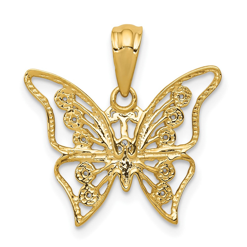 10k and Rhodium Diamond Butterfly Pendant (1.02 grams)