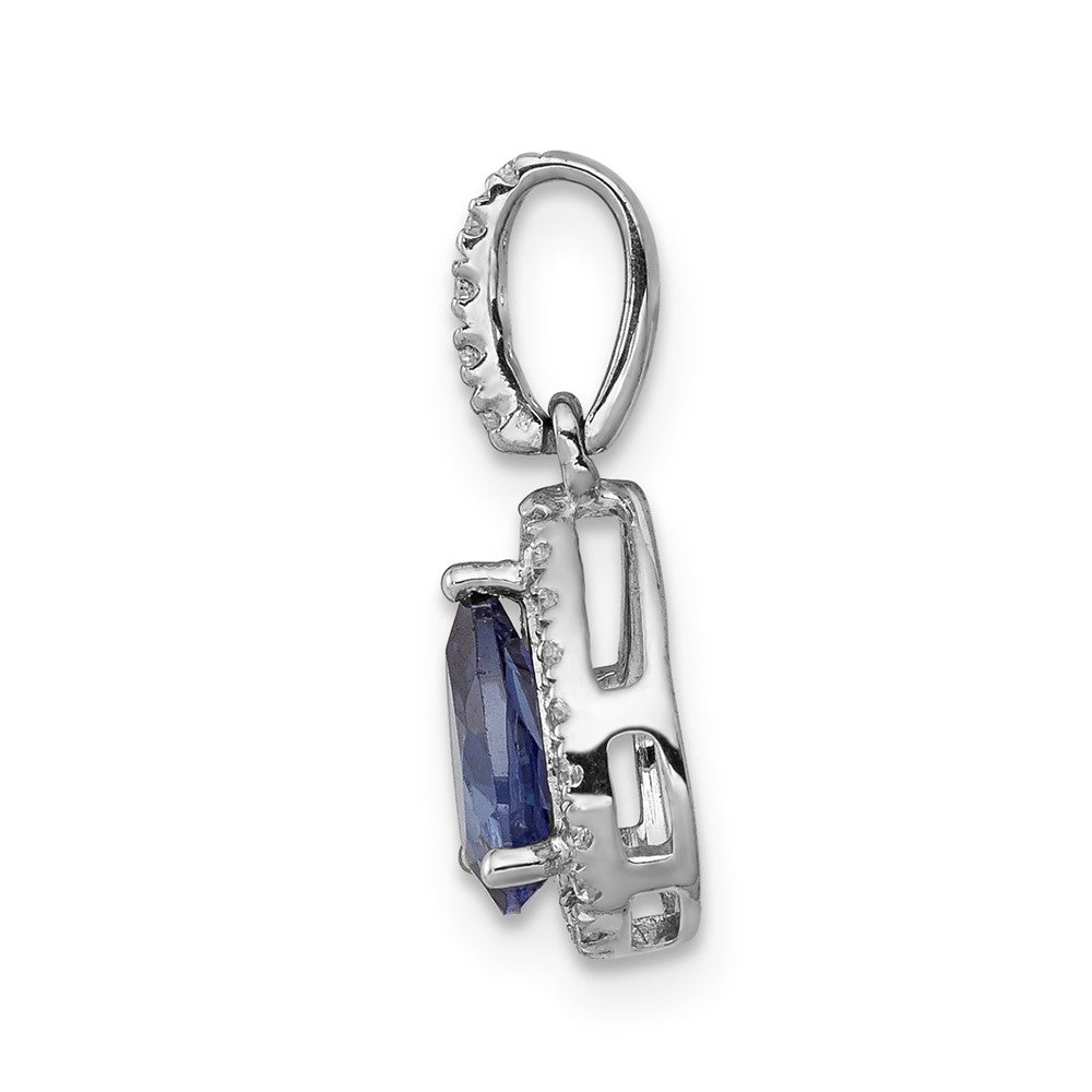 14k White Gold Pear .75 Tanzanite and Diamond Pendant (0.7 grams)