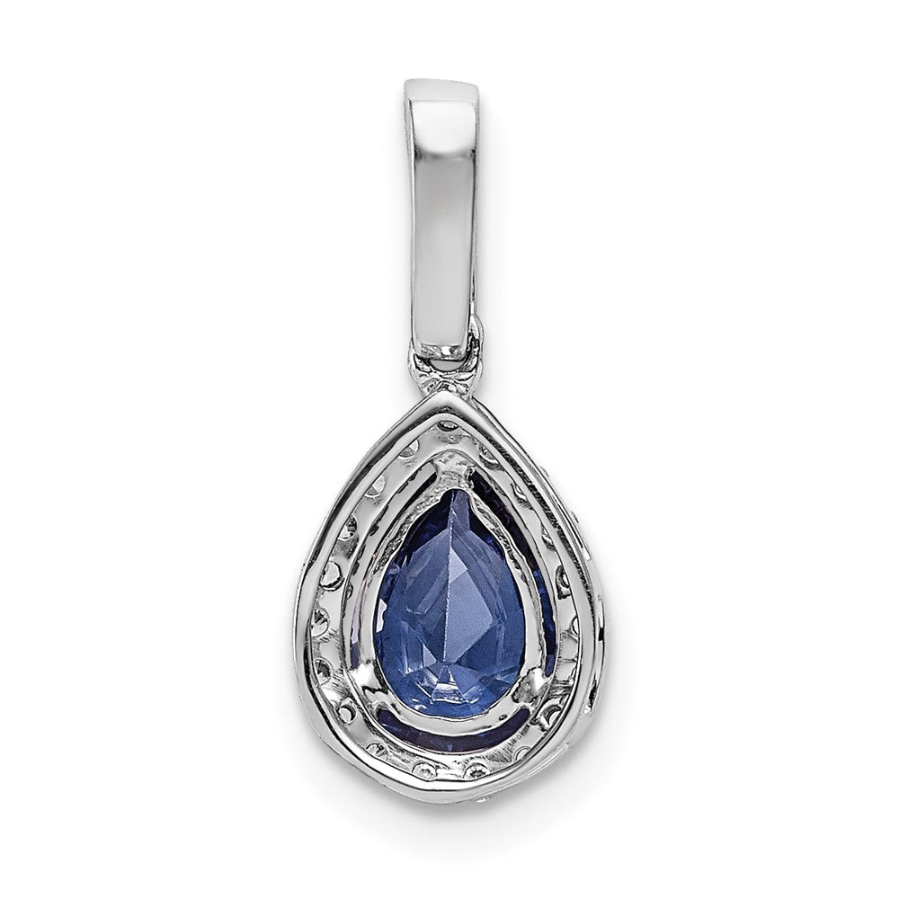 14k White Gold Pear .75 Tanzanite and Diamond Pendant (0.7 grams)