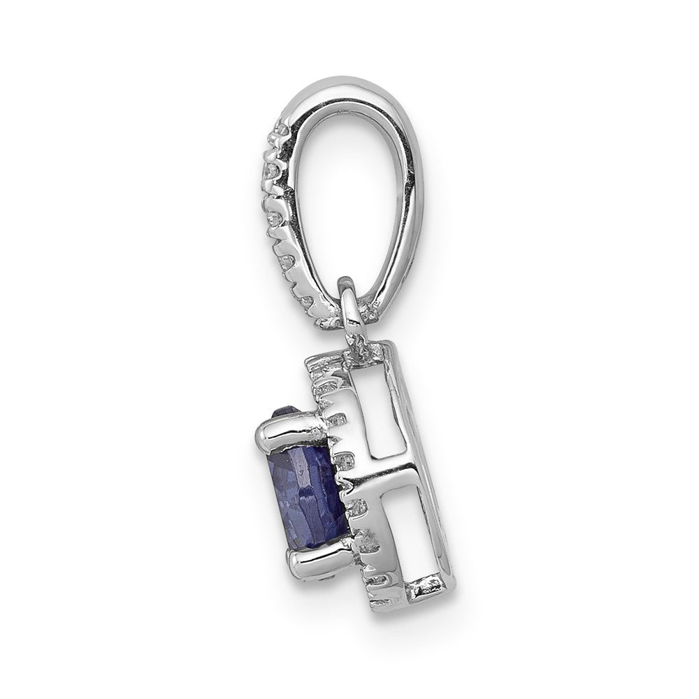 14k White Gold .69 Tanzanite and Halo Diamond Pendant (0.93 grams)