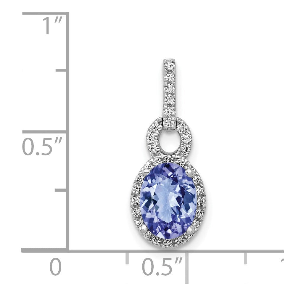 14k White Gold Oval .95 Tanzanite and Diamond Pendant (1.8 grams)