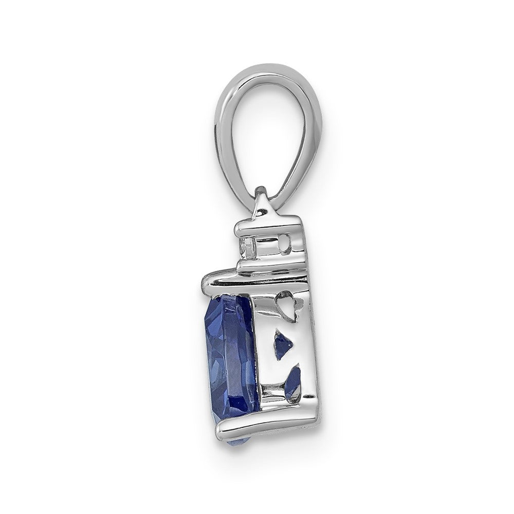 14k White Gold Trillion .90 Tanzanite and Diamond Pendant (0.7 grams)