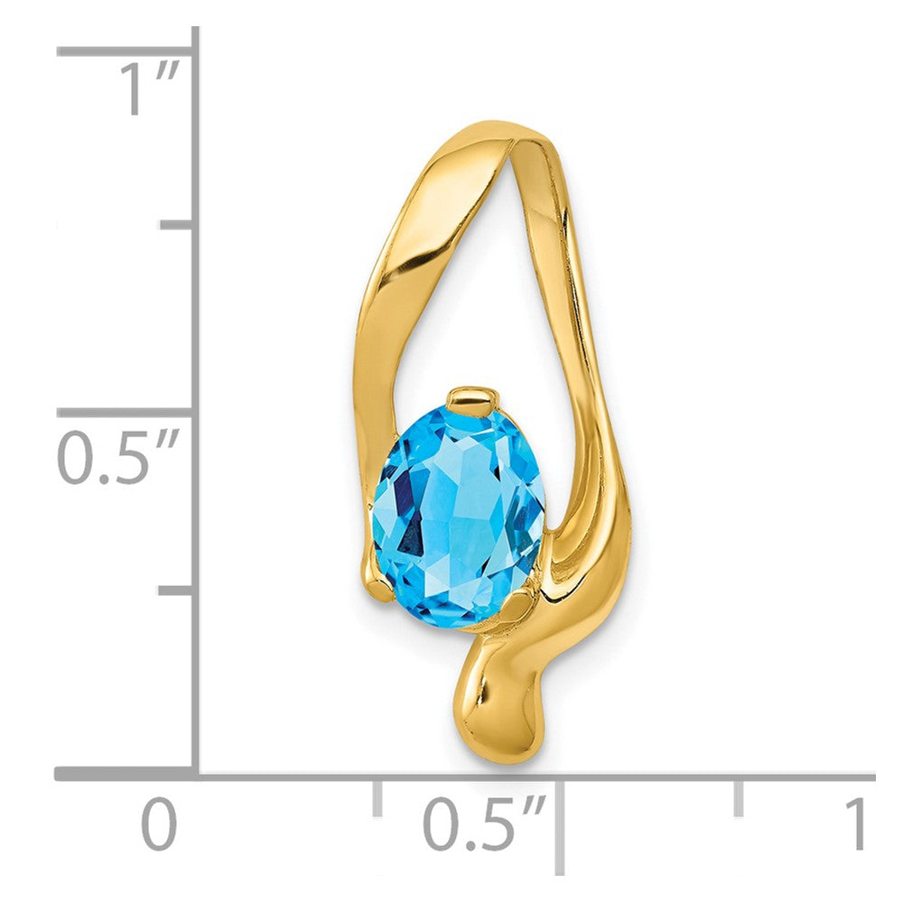 14k 8x6mm Oval Blue Topaz Slide (1.05 grams)