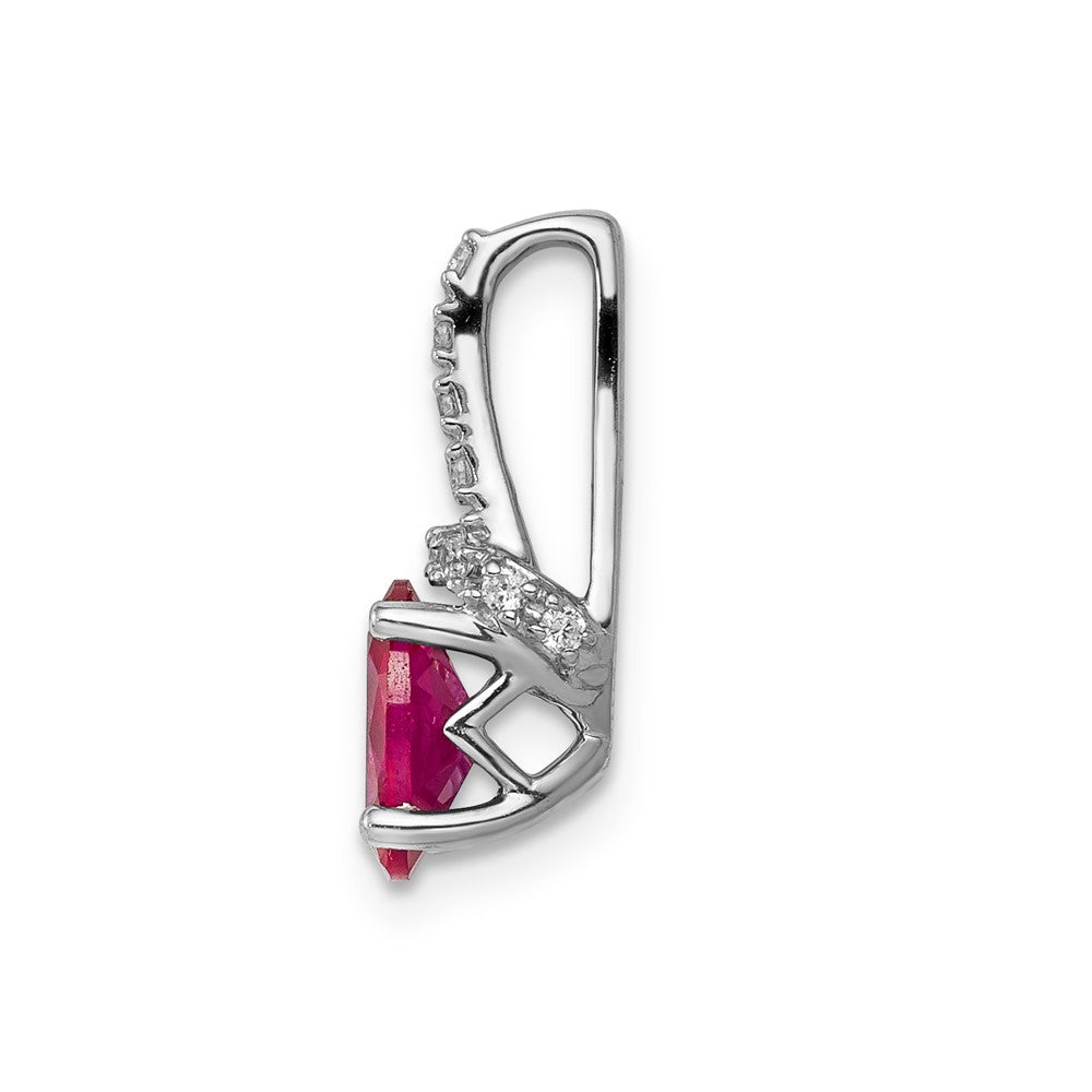 14k White Gold Diamond and Oval Ruby Pendant (1 grams)