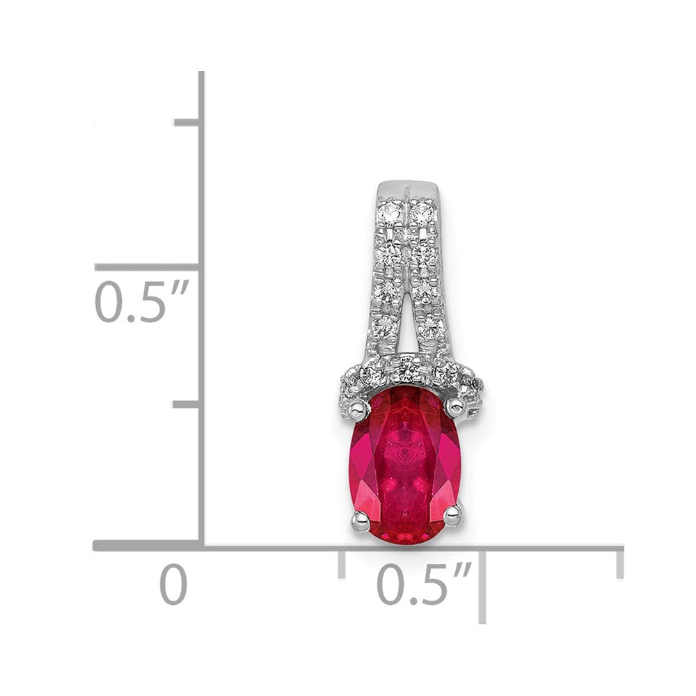 14k White Gold Diamond and Oval Ruby Pendant (1 grams)