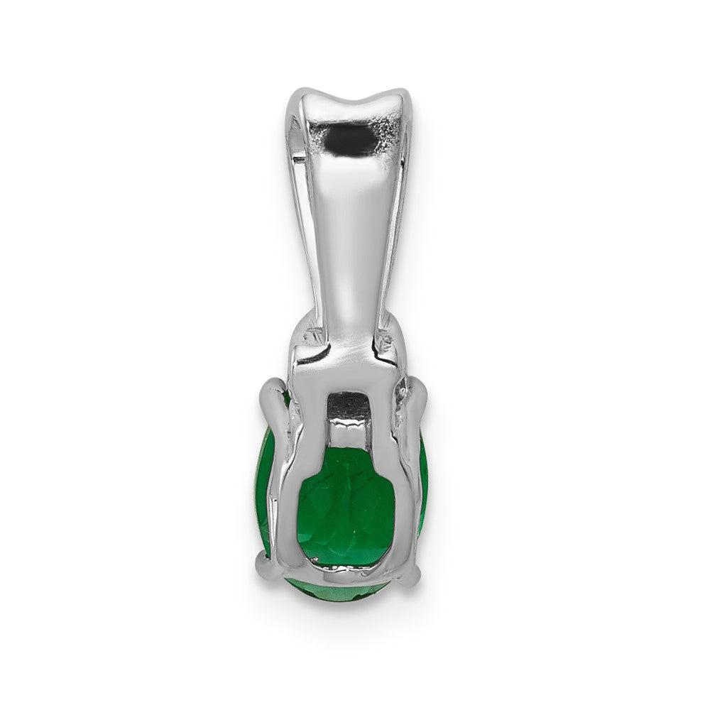 14k White Gold Diamond and Oval Emerald Pendant (0.65 grams)