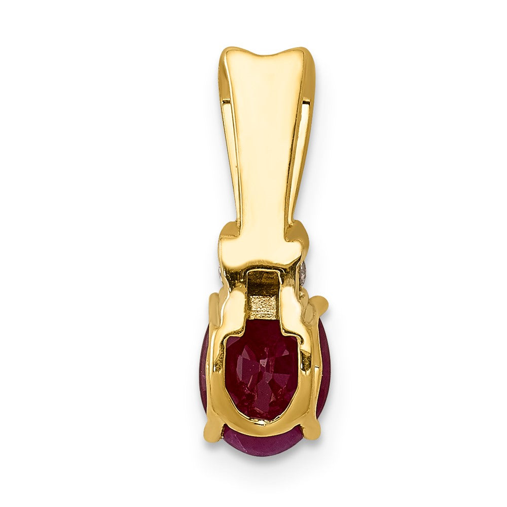 14k w/Rhodium Diamond and .66 Oval Ruby Pendant (0.65 grams)
