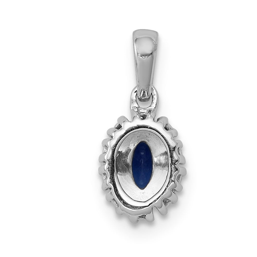 14k White Gold Diamond and .32 Sapphire Oval Halo Pendant (0.65 grams)