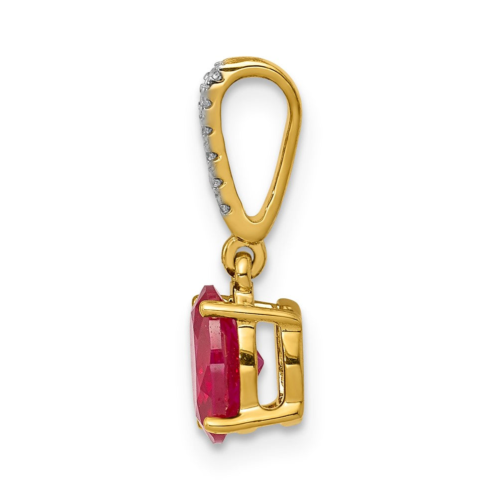 14k Diamond and .91 Oval Ruby Pendant (0.45 grams)