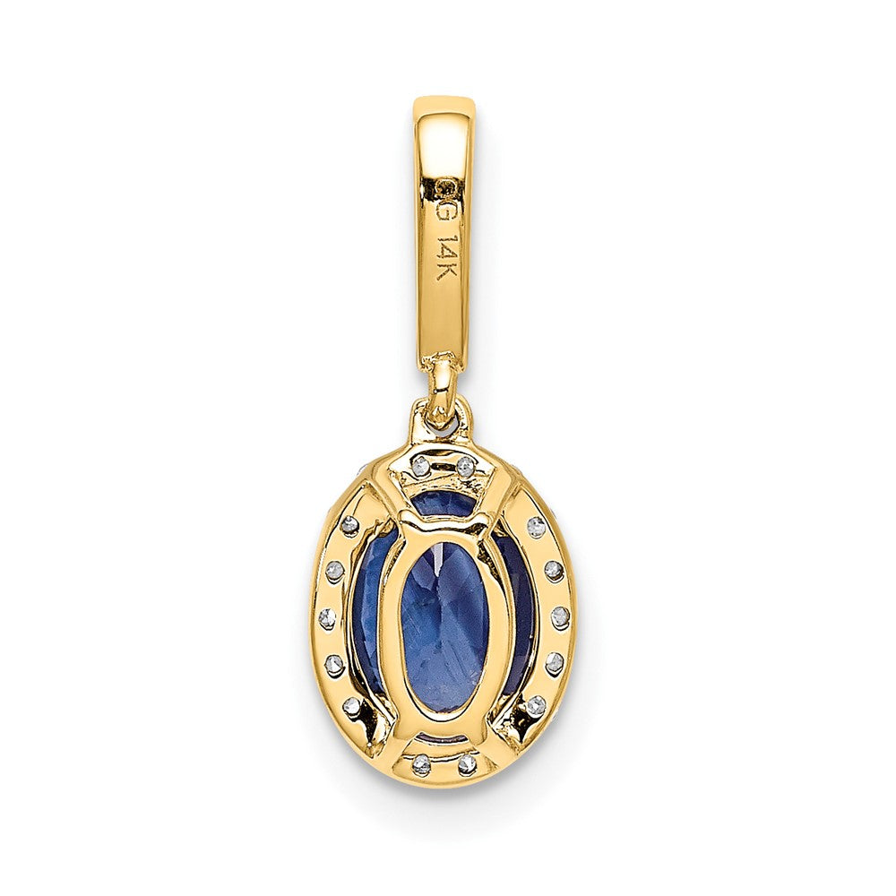 14k Diamond and Oval 1.05 Sapphire Halo Pendant (0.75 grams)