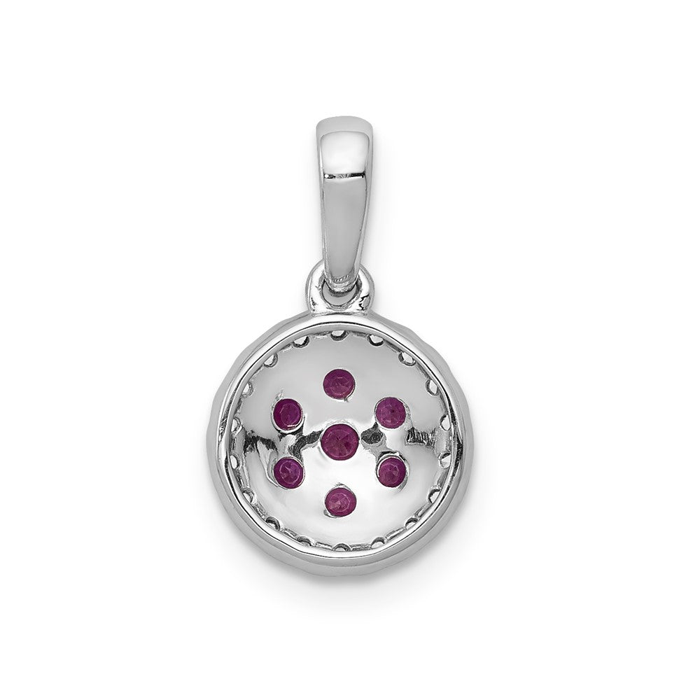 14k White Gold Diamond and .28 Ruby Circle Pendant (0.9 grams)