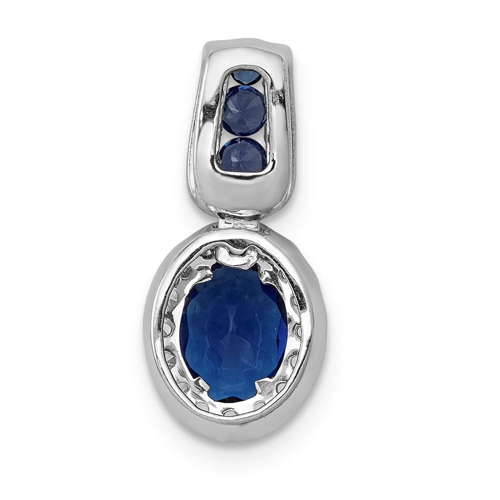 14k White Gold Diamond and 1.30 Oval Sapphire Halo Pendant (1.35 grams)