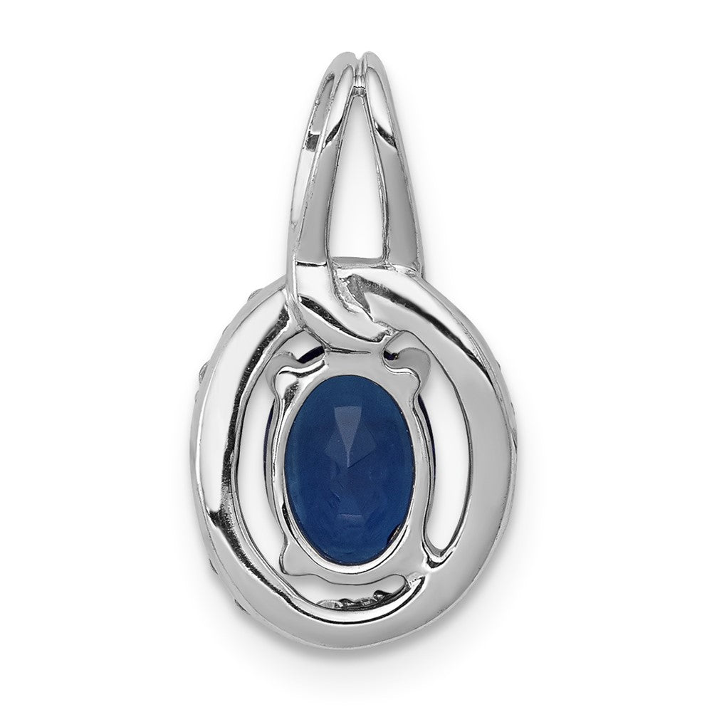 14k White Gold Diamond and .85 Sapphire Halo Pendant (1.2 grams)