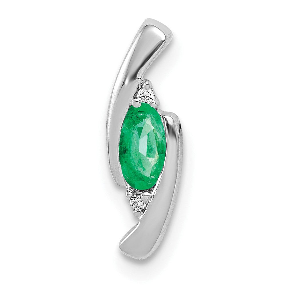 14k White Gold Fancy Diamond and Emerald Pendant (0.55 grams)