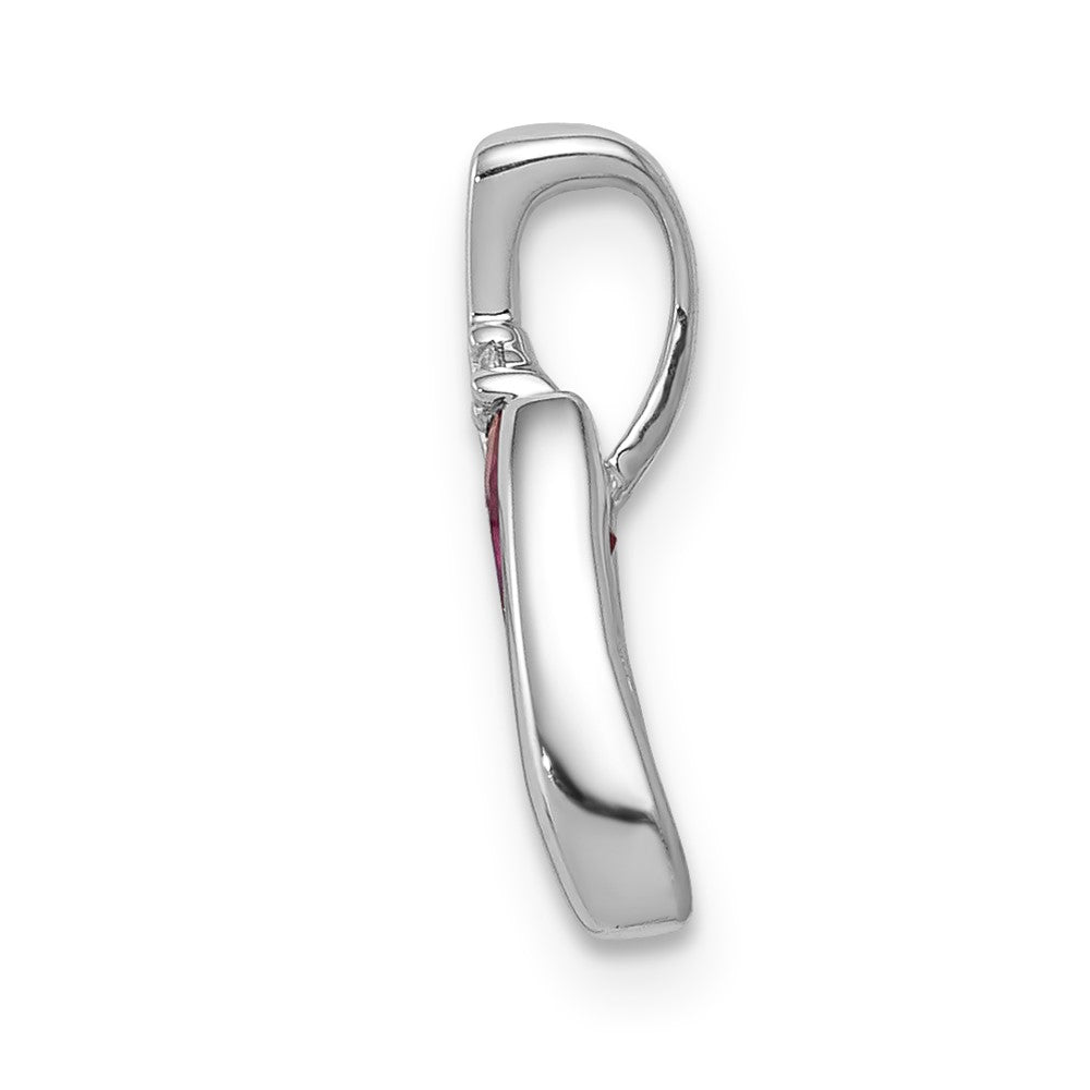 14k White Gold Diamond and .31 Ruby Pendant (0.55 grams)