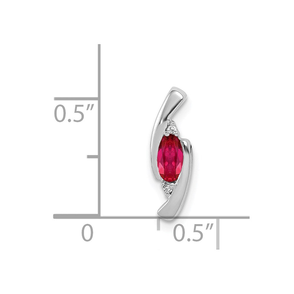 14k White Gold Diamond and .31 Ruby Pendant (0.55 grams)