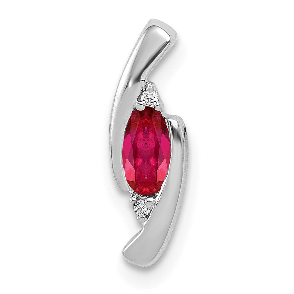 14k White Gold Diamond and .31 Ruby Pendant (0.55 grams)