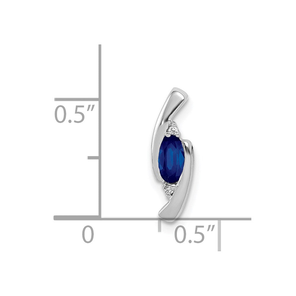 14k White Gold .01ct Diamond and .33 Sapphire Pendant (0.55 grams)