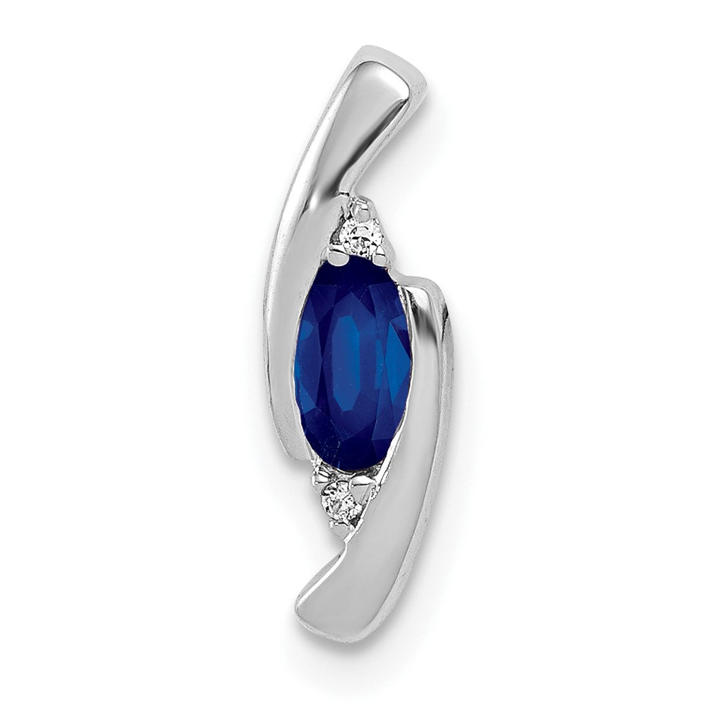 14k White Gold .01ct Diamond and .33 Sapphire Pendant (0.55 grams)