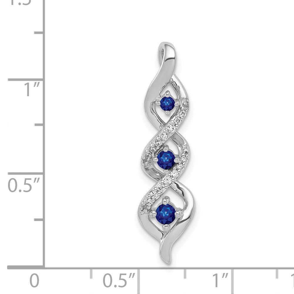 14k White Gold Diamond/.26 Sapphire 3-stone Twisted Chain Slide (2 grams)