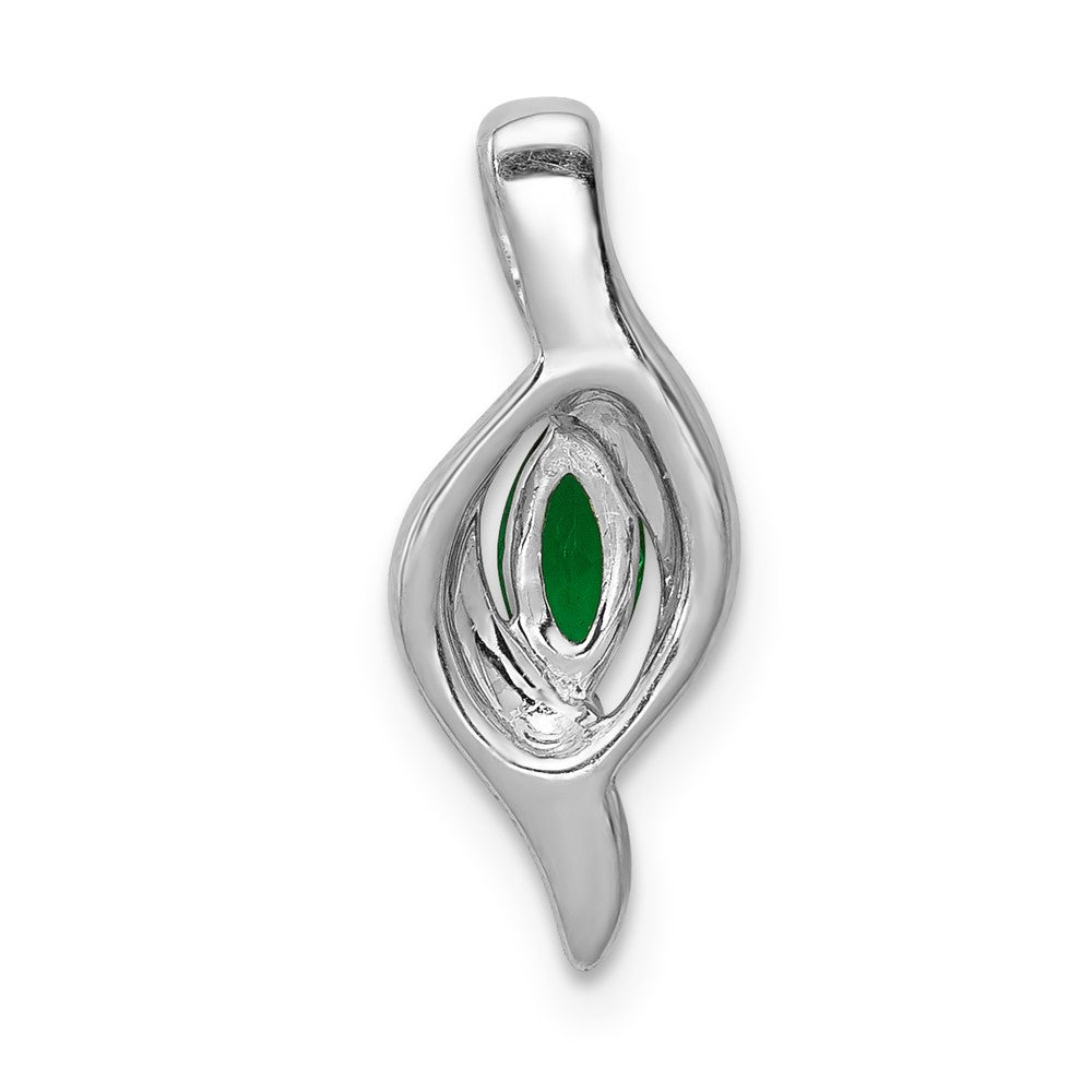 14k White Gold Diamond and Marquise Emerald Pendant (1.25 grams)