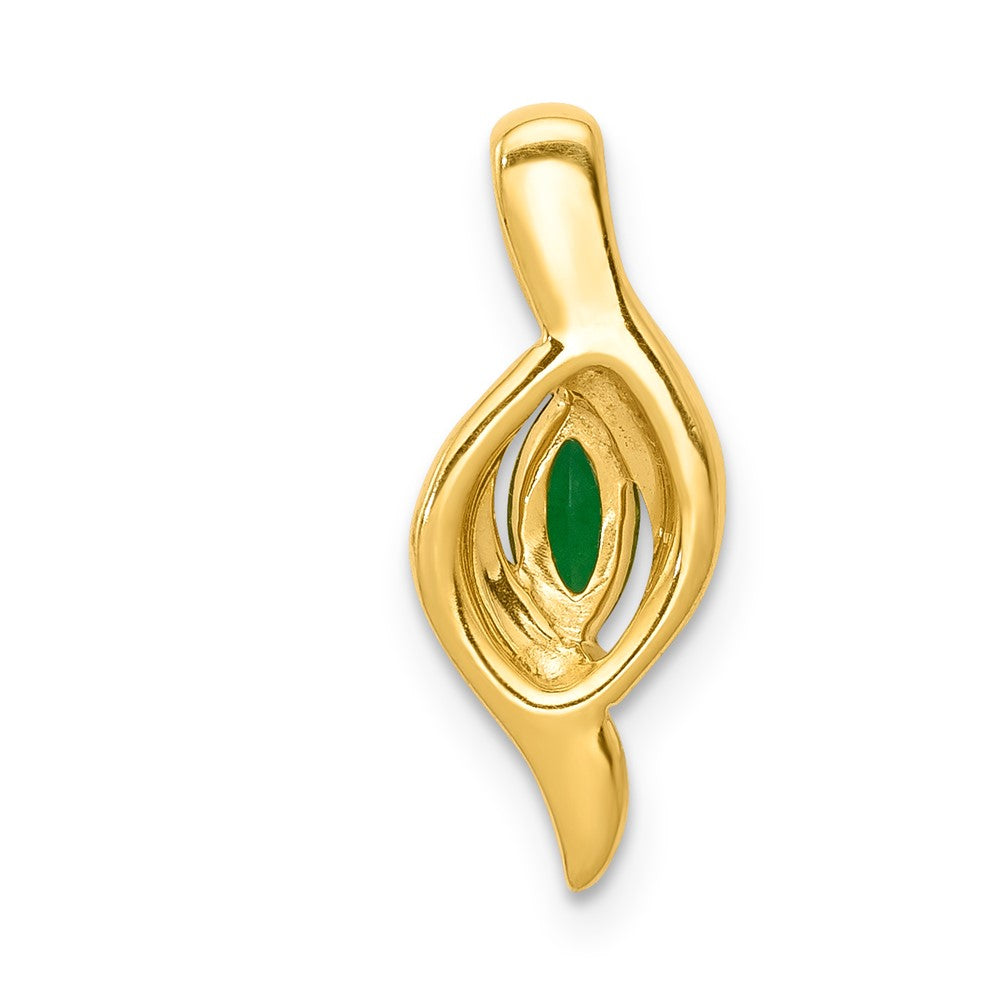 14k Diamond and Marquise Emerald Pendant (1.25 grams)