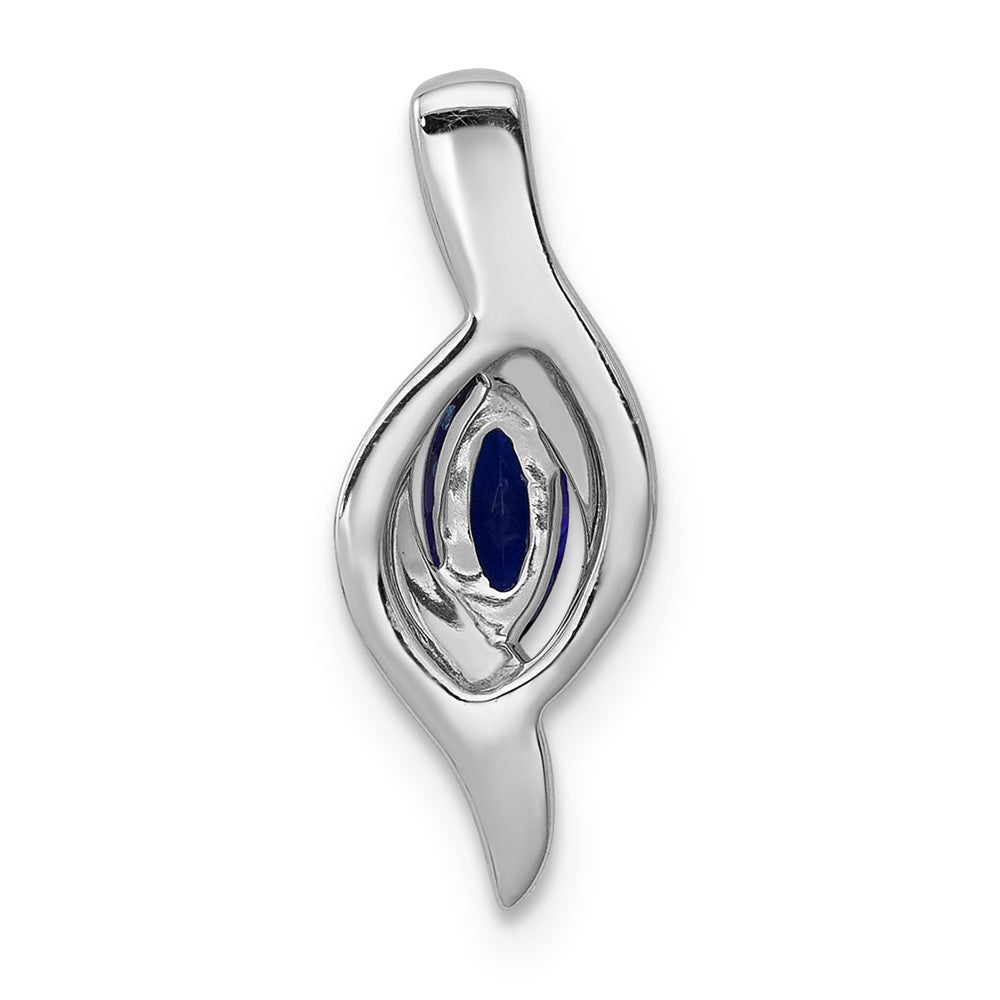 14k White Gold Diamond and Marquise .29 Sapphire Pendant (1.25 grams)
