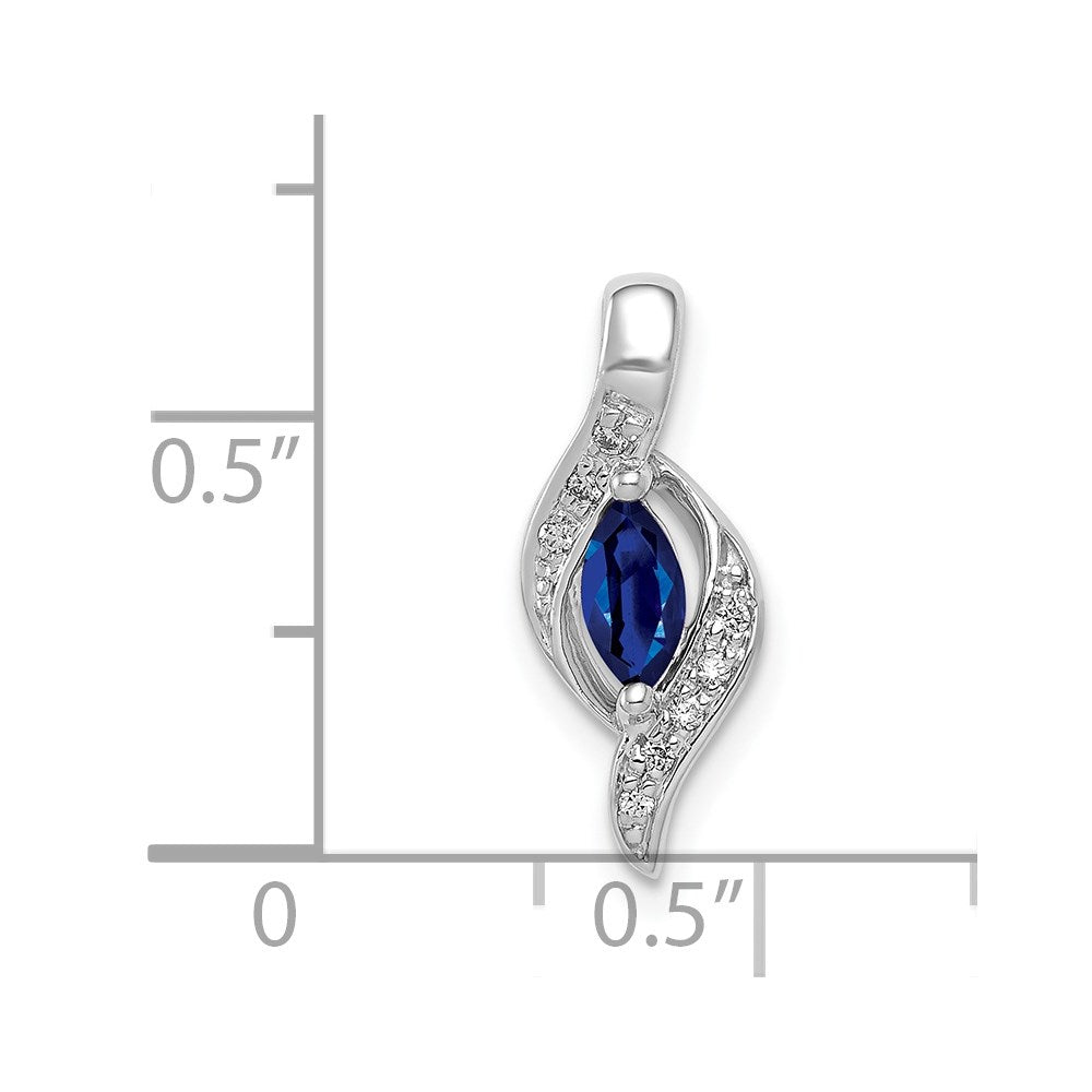 14k White Gold Diamond and Marquise .29 Sapphire Pendant (1.25 grams)