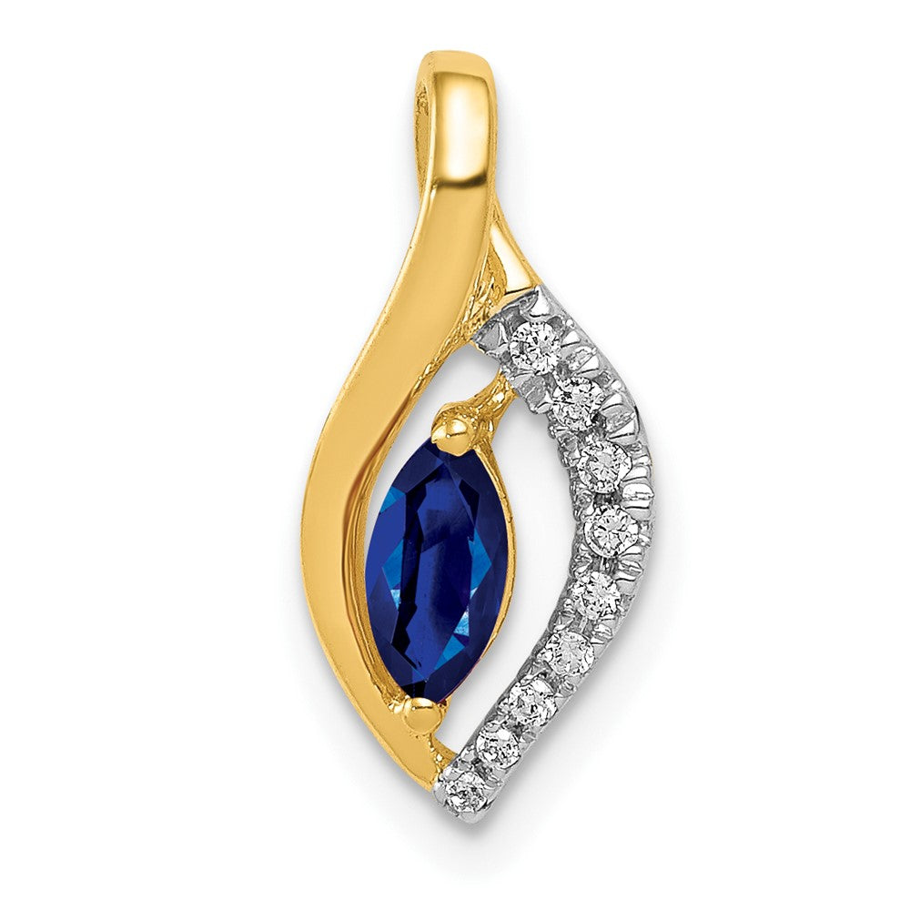 14k Diamond and Marquise .37 Sapphire Pendant (0.8 grams)